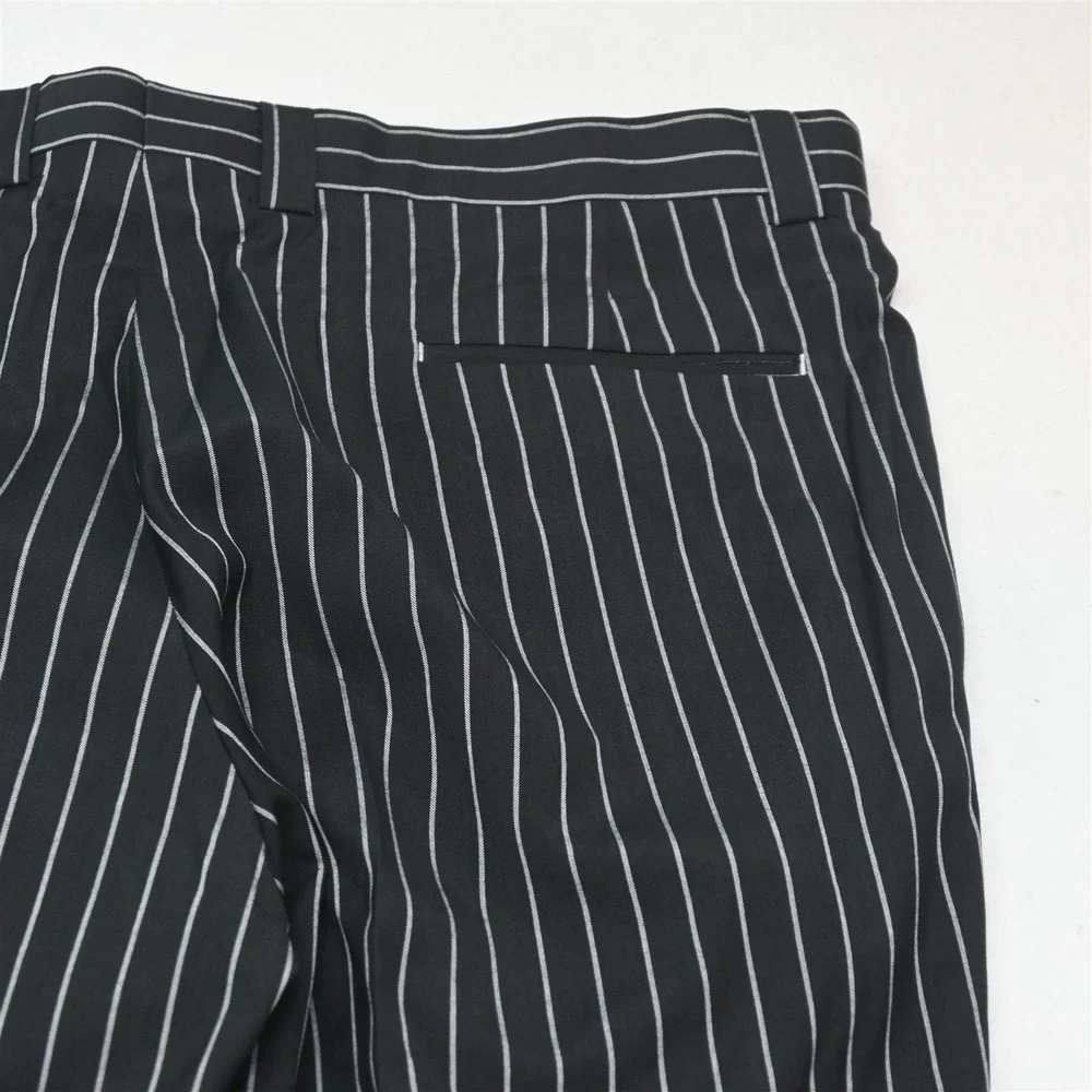 Stacy Adams 48R 40x30 Black Striped 3 Piece Vest Mens Jacket Pants Suit